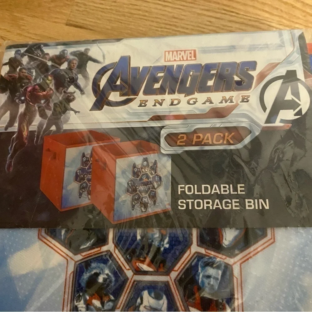 Marvel Avengers Endgame 2 Pack Foldable Storage Bins NEW Kids Room Decor Blue